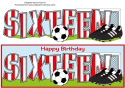 Football Boots & Football with red & white stripes SIXTEEN large dl