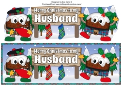 Crazy Scottish Christmas Puddings with big sign HUSBAND large dl