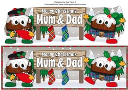 Crazy Scottish Christmas Puddings with big sign MUM & DAD large dl