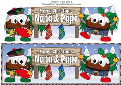 Crazy Scottish Christmas Puddings with big sign NANA & PAPA large dl