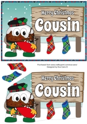 Crazy Scottish Christmas Pudding with big sign COUSIN decoupage