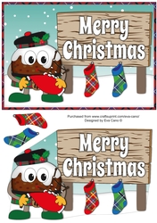 Crazy Scottish Christmas Pudding with big sign CHRISTMAS decoupage