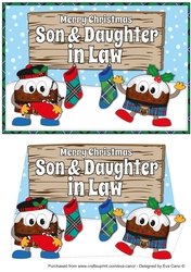 Crazy Scottish Christmas Puddings with big sign SON & DAUGHTER IN LAW decoupage
