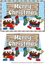Crazy Scottish Christmas Puddings with big sign CHRISTMAS decoupage