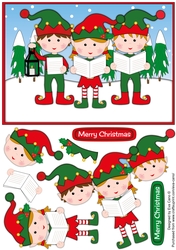 Elves Carol Singers decoupage