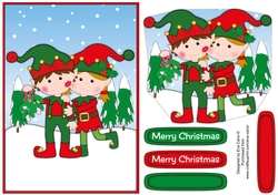 Christmas Elves with Mistletoe quick decoupage