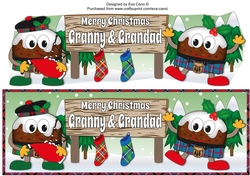 Crazy Scottish Christmas Puddings with big sign GRANNY & GRANDAD large dl