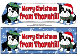 Christmas Freddie and Friend French Bulldogs Merry Christmas from THORNHILL large dl