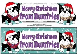 Christmas Freddie and Daisy French Bulldogs Merry Christmas from DUMFRIES large dl