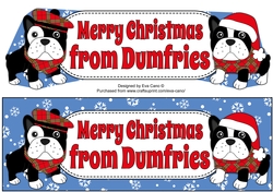 Christmas Freddie and friend French Bulldogs Merry Christmas from DUMFRIES large dl