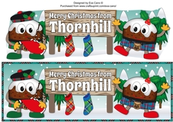 Crazy Scottish Christmas Puddings with big sign THORNHILL large dl
