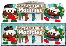 Crazy Scottish Christmas Puddings with big sign MONIAIVE large dl