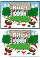Crazy Christmas Puddings taking the Christmas Tree home and sign RILEY