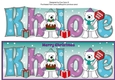 Monty Polar Bear and friend with Christmas pudding and sign KHLOE large dl
