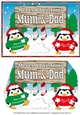 Christmas Fat Penguins with sign MUM & DAD a5
