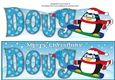 Christmas Fat Penguin Snowboarding DOUG large dl