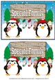 Christmas Fat Penguins Eating Ice Cream with sign SPECIAL FAMILY a5