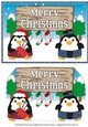 Scottish Christmas Fat Penguins with sign CHRISTMAS a5