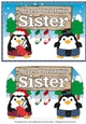Scottish Christmas Fat Penguins with sign SISTER a5