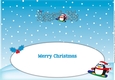 Christmas Fat Penguin Snowboarding NEPHEW & WIFE large dl insert