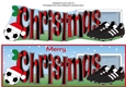 Xmas Football Boots & Football CHRISTMAS in red & black large dl