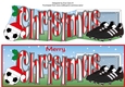 Xmas Football Boots & Football CHRISTMAS in red & white large dl
