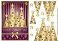 Snowflakes Christmas Trees Decoupage Burgundy