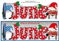 Christmas Gnomes snowboarding JUNE & FAMILY large dl