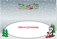 Christmas Billy the Badger on snow scooter CATHERINE & COLIN large dl insert