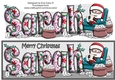 Jolly Santa reading letters to Santa SARAH large dl