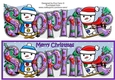 Jolly Snowman and Friend Skiing SOPHIE large dl