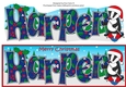 Christmas Billy the Badger Skiing HARPER large dl
