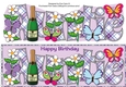 Flowers, Champagne and Funny Butterflies AUNTIE large dl