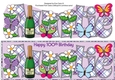 Flowers, Champagne and Funny Butterflies AUNTIE 100th large dl