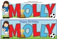 Girl Footballer in blue MOLLY large dl