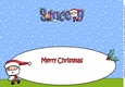 Jolly Santa playing rugby STACEY large dl insert
