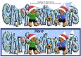 3D Gingerbread People playing more football CHRISTMAS large dl