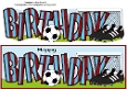 Football Boots & Football with maroon & blue stripes BIRTHDAY large dl