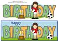 Girl Footballer in Red Birthday Large Dl
