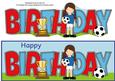 Girl Footballer in Blue Birthday Large Dl