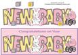 Cute Bunny and Pink Pram New Baby Large Dl