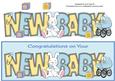 Cute Bunny and Blue Pram New Baby Large Dl