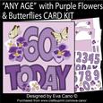 'any Age' with Purple Flowers & Butterflies Card Kit
