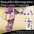 Beautiful Monograms: Pink Letter T Mini Kit