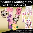 Beautiful Monograms: Pink Letter V Mini Kit