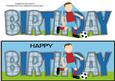Footballer in Wine & Blue Birthday Large Dl
