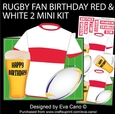 Rugby Fan Birthday red and white 2 mini kit