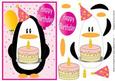 Step by Step Penguin for Children's Birthdays - Pink