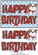 Bertie Bulldog in red tartan coat BIRTHDAY