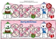 Monty Polar Bear and friend with Christmas pudding and sign SISTER large dl 2